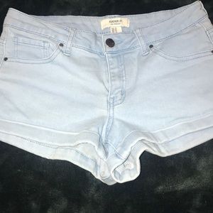 Light wash denim shorts